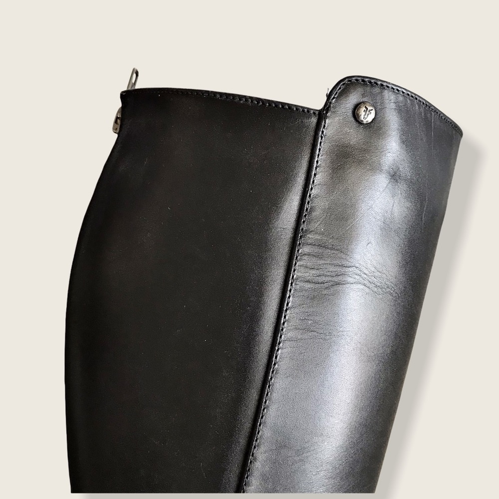 Frye Melissa Stud Black BackZip Tall Leather Boots - Picture 10 of 16